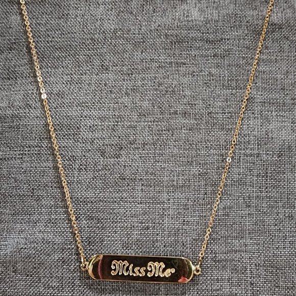 Miss Me Brand Gold Bar Double Sided Gold Chain Necklace - Picture 1 of 6